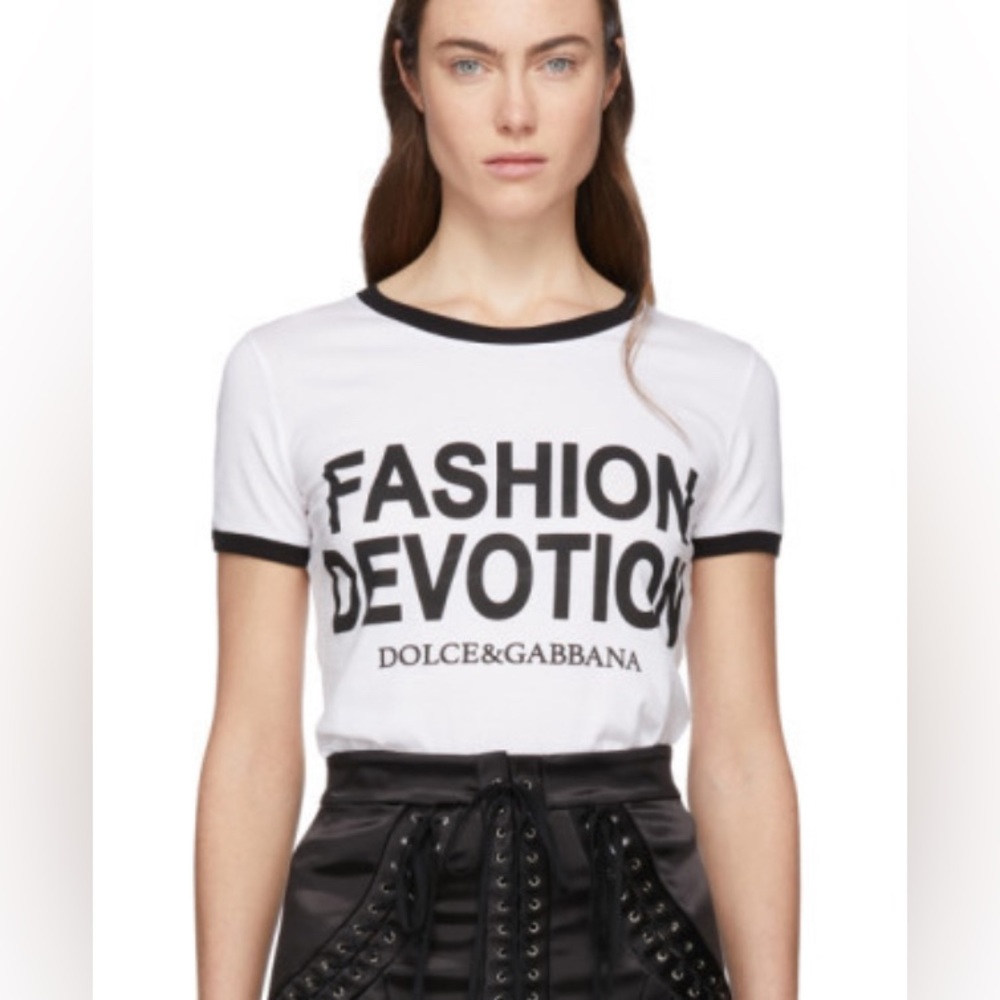 Dolce and Gabbana White Fashion Devotion T-Shirt